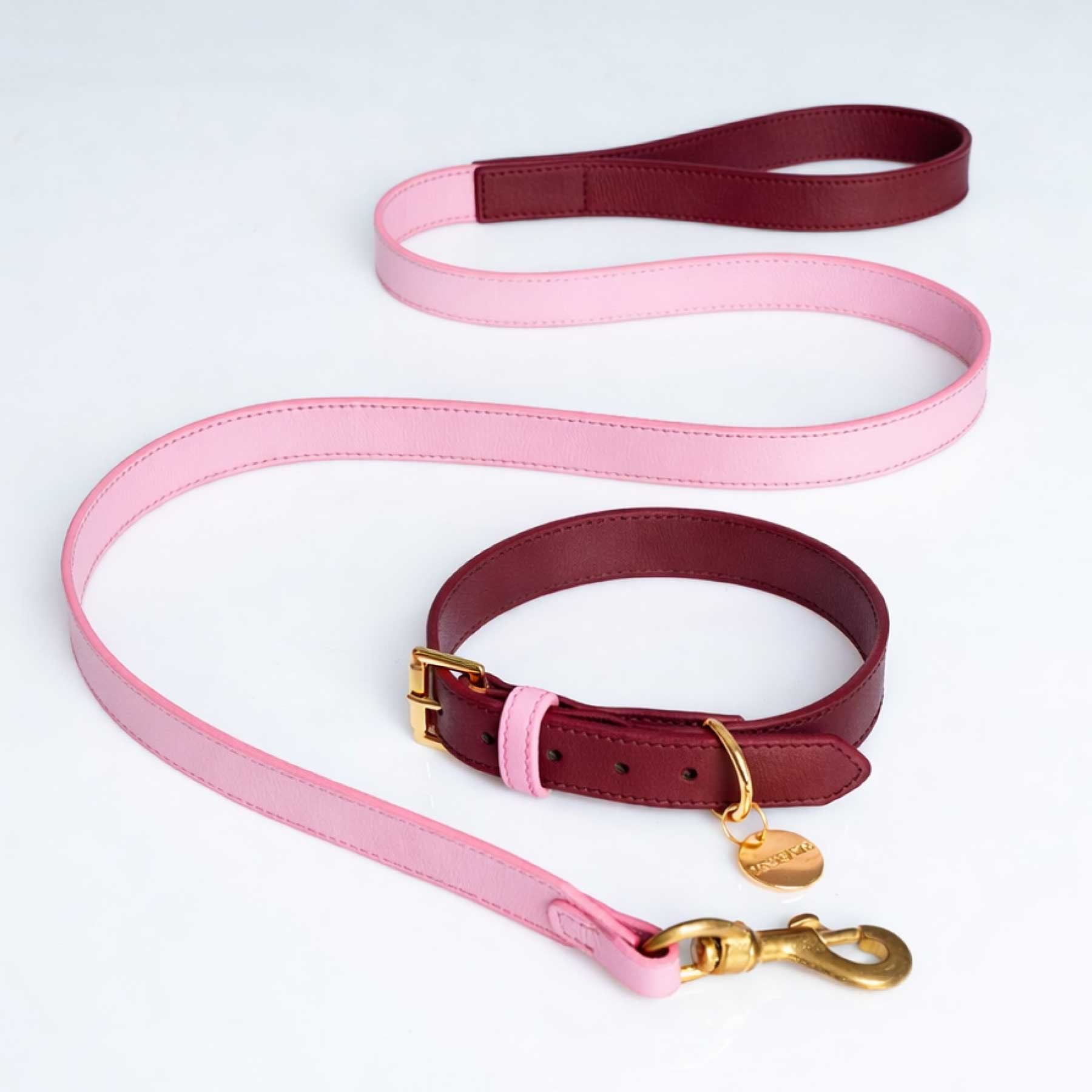 "NEW" SET COLLAR VINO/CANDY & CORREA CANDY/VINO