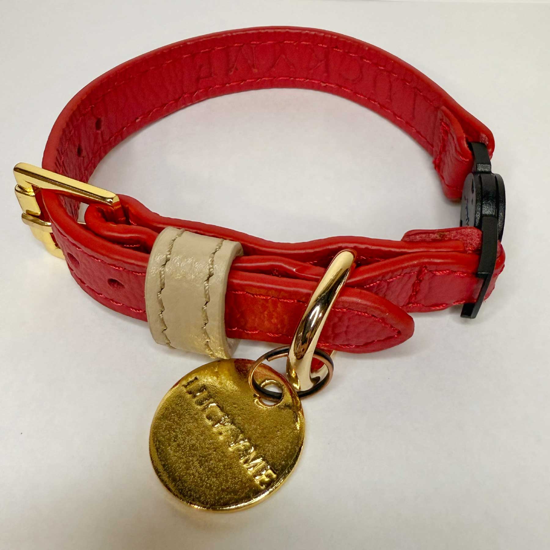 COLLAR GATO CHERRY/CREAM