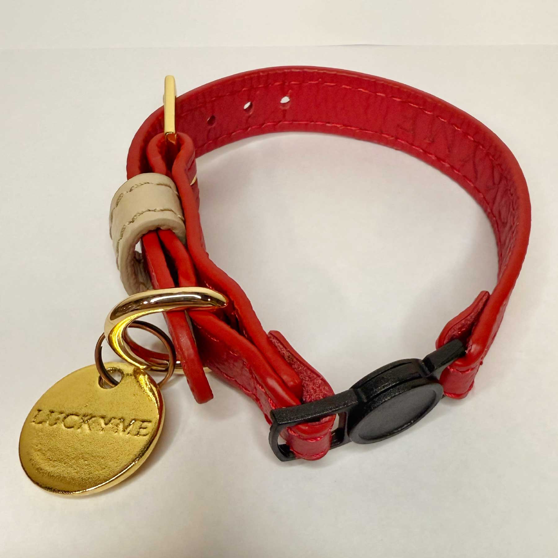 COLLAR GATO CHERRY/CREAM