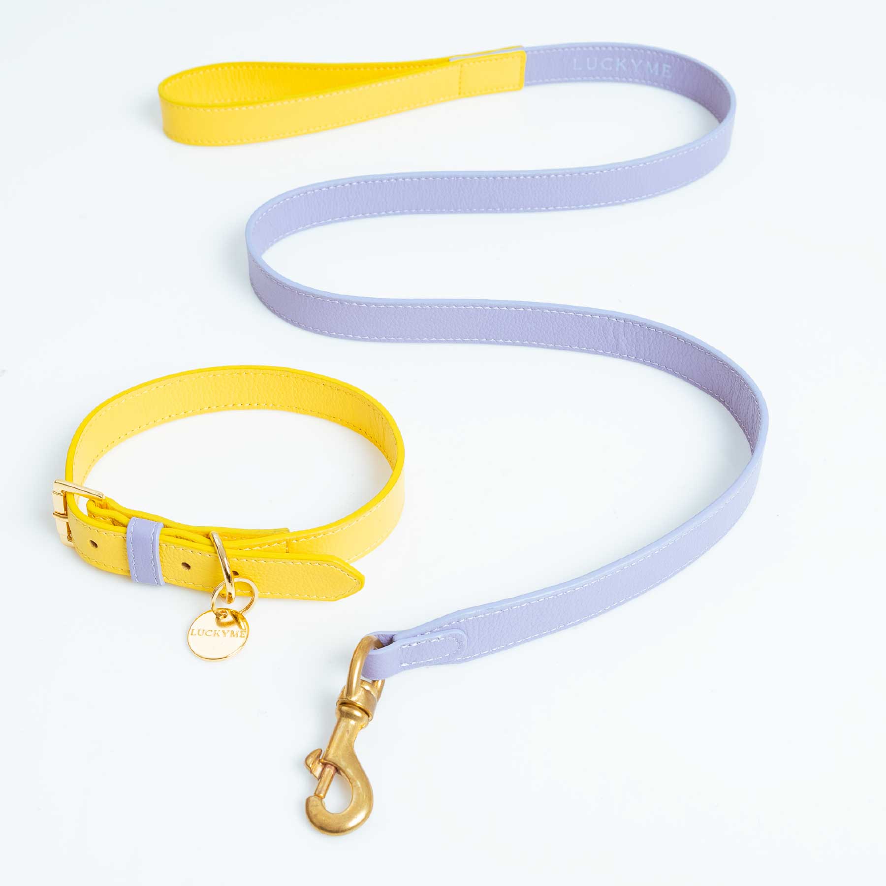 SET COLLAR  BANANA/PURPLE + CORREA PURPLE/BANANA