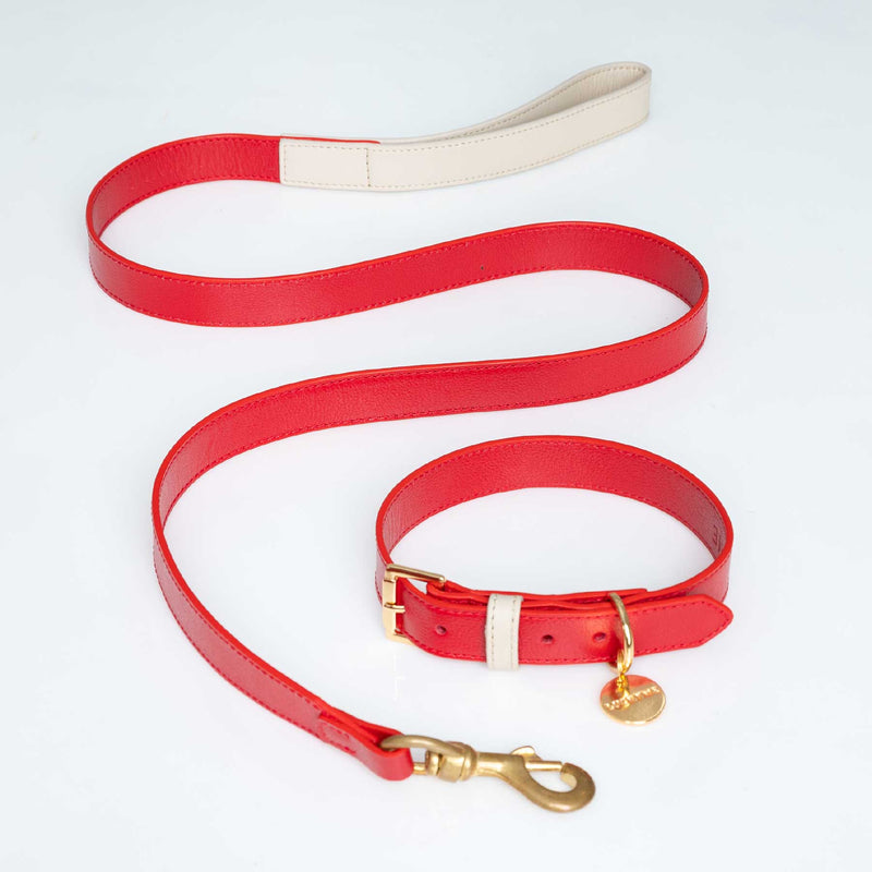 Set Collar Cherry/Cream & Correa Cherry/Cream